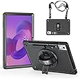 Junfire Protective Case for Lenovo Idea Tab Pro 12.7 inch 2025, Shockproof Rugged Idea Tab Pro Case with Kickstand/Hand Strap/Shoulder Strap-Black
