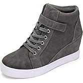 Athlefit Women's Lace Up Wedge Sneakers High Top Fashion Sneakers Ankle Booties
