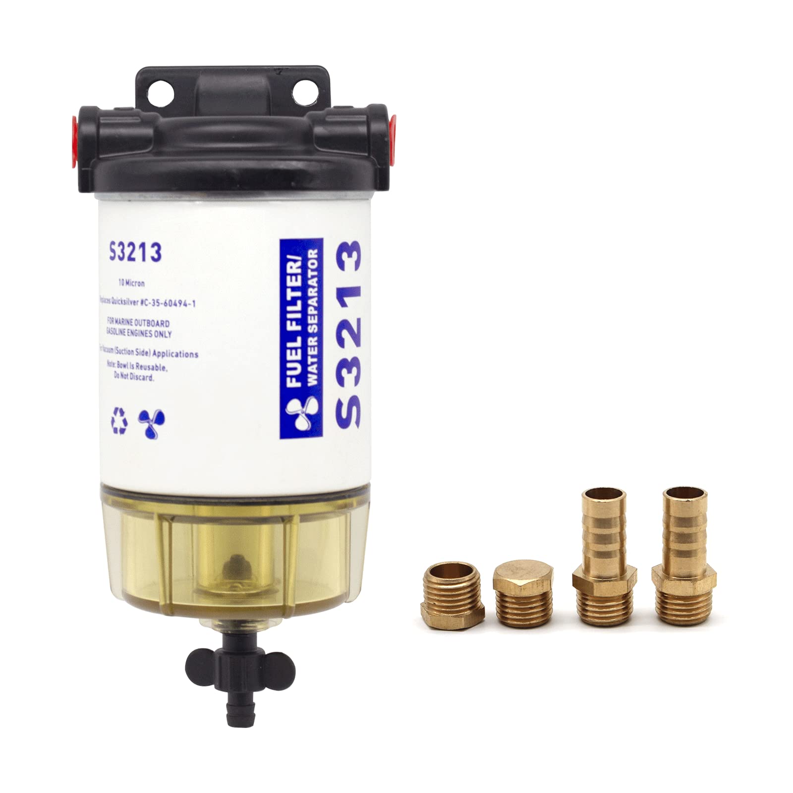 AOOSL Fuel Filter Marine Fuel Water Separator With Clear Bowl Replacement for Marine Outboard Motor Mercury Replaces S3213