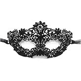TFTSR Masquerade Masks for Women Couples & Men - Venetian Dress & Mardi Gras Mask in Gold & Black Lace Adults Party Costume