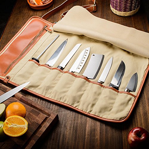 EVERPRIDE Chef Knife Roll Bag Durable Knife Carrier Stores 8 Knives