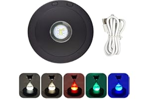 LED Light Rotating Display Base, Multicolor Spinning Round Crystal Glass Lighted Display Base Stand for Glass Bottle Crystal 