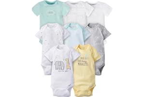 Gerber Bodies de manga curta para bebês meninos, pacote com 8