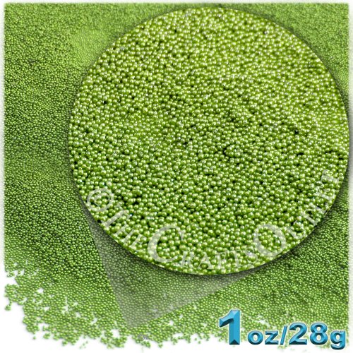 The Crafts Outlet MCR-GLS-MTL-MA6-LMG Metallic Glass Microbead, 1 Bag of 1-Ounce, Lime Green