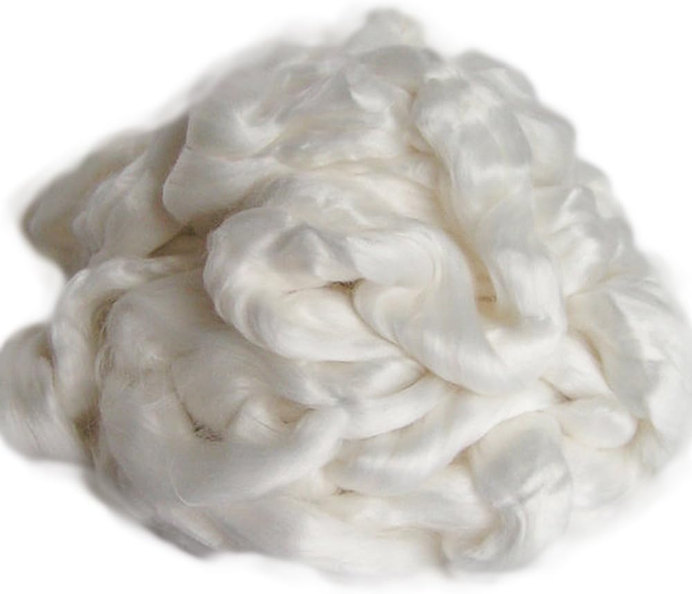 Happy Classy 1 lb Creamy Bamboo Top Fiber Silky Lustrous Undyed Fiber Roving