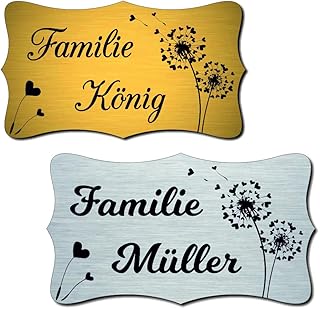 Klingelschild Türschild Briefkastenschild mit Blumen inkl. Gravur