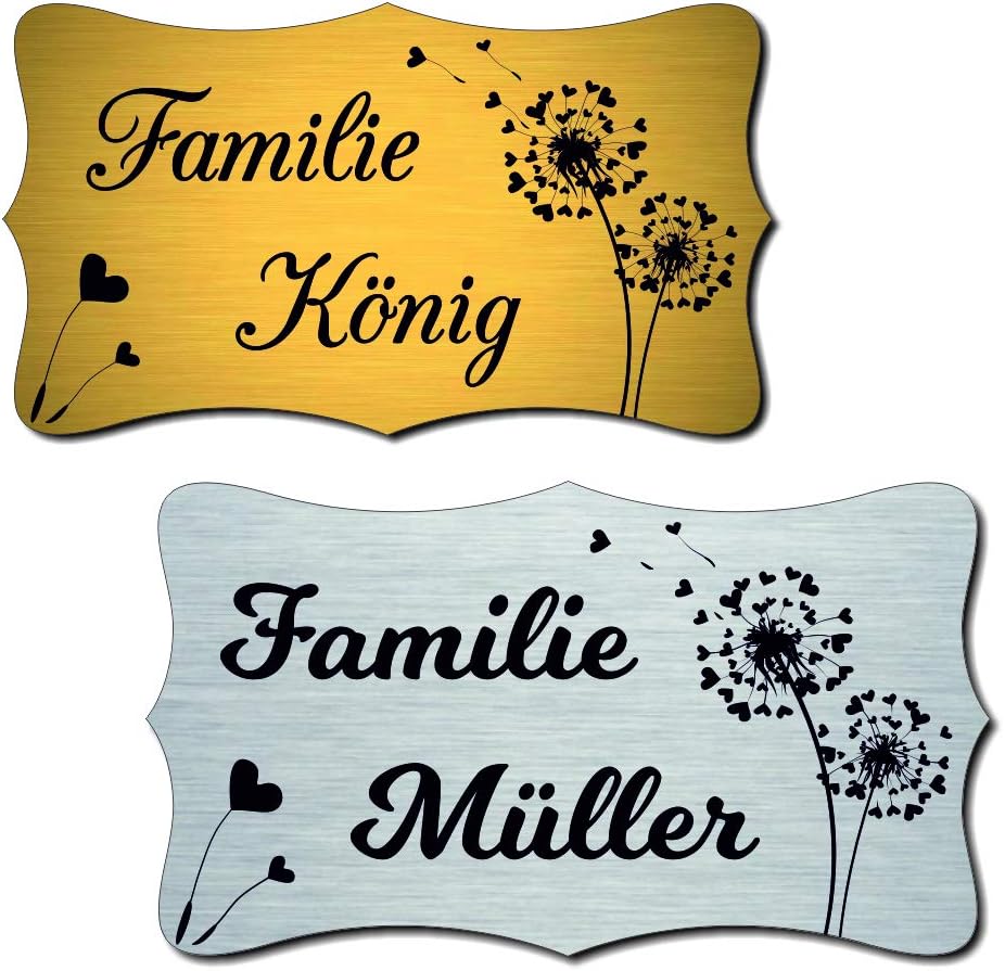 Klingelschild Türschild Briefkastenschild mit Blumen inkl. Gravur