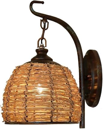 Rustikale Ideen Pastoralen Rattan Lampe Antike Schlafzimmer Esszimmer Rattan Lampe Schmiedeeisen Wandleuchte Antiken A Amazon De Beleuchtung