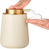 Enra Foaming Soap Dispenser,12 Oz Modern Foam Soap Dispenser with Gold Pump for Bathroom, Kitchen with Easy-to-Press Pump (Beige Foam Gold Pump)