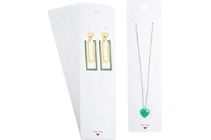 ALLWSLUCKY 100PCS Necklace Display Cards, 2.16'' x 8.27'' Long Jewelry Holder Cards, White Earring Display Cards, for You Necklace Cards Hanging Tags, Earring Necklace Holders for Selling Handmade (White)