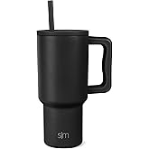 Simple Modern 30 oz Trek Tumbler with Handle and Straw Lid | Cup Holder Friendly Insulated Stainless Steel Travel Mug | Midnight Black