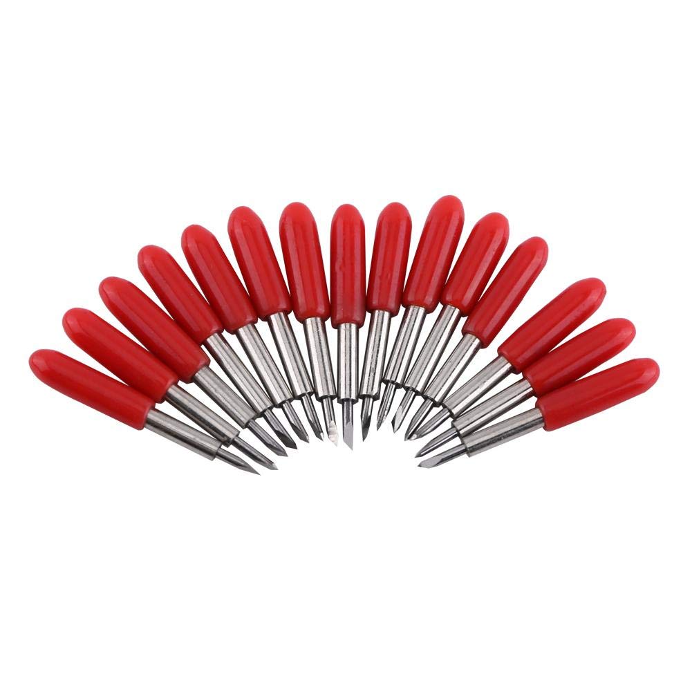 Cutter Blades, 15pcs 45 Degree Fine Point Blades Cutting Plotter Blade for Plotter Cutter Red Cap