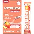 JOYBURST Energy Drink Mix, Natural Caffeine (200mg) for Sustained, Jitter Free Energy, On-The-Go Natural Energy Drink Powder, Sugar Free - 16 x 4g Energy Sticks (Peach Mango)