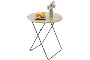 Fleecy day Tv Trays, Round Folding Tray Table, Dinner Tray Table with No Assembly Required&Sturdy,Snack Eating Trays Table for Living Room,17.5 x 17.5 x 26 in(Natural)