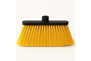 Healing Atlas LUZIA Yellow 14" Premium Broom Head – Extra Dense Soft Flagged Bristles – Deep Sweep – Universal 7/8" Thread – Recycled PP – Handle Not Included(Yellow, LUZIA)