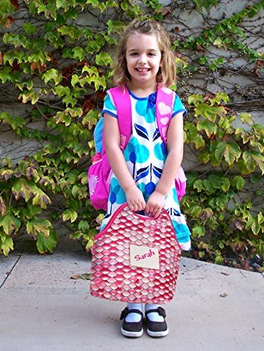 Girls Cute Lunch Tote Bag (Premium Insulation) with ID Card Pocket | Machine Washable Premium Neoprene Material | Vibrant Pink Mermaid Style (Pink)