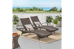 GDFStudio PE Rattan Chaise Lounge Set of 2, Foldable Outdoor Pool Recliners with Adjustable Backrest, Wicker Patio Lounge Cha