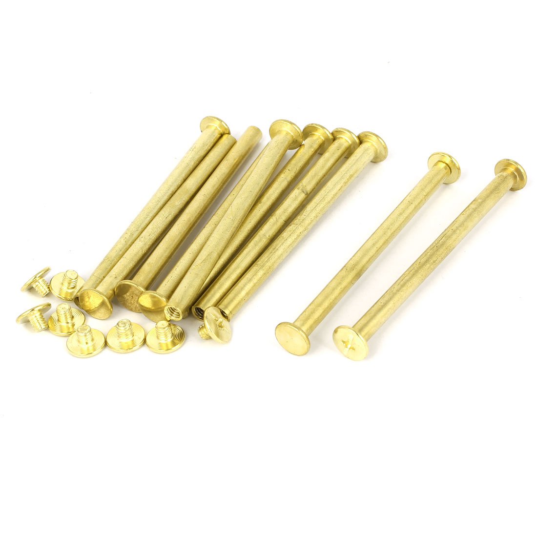 Sourcingmap 5mmx70mm Brass Plated Chicago Screws Binding Posts Docking Rivet 10pcs