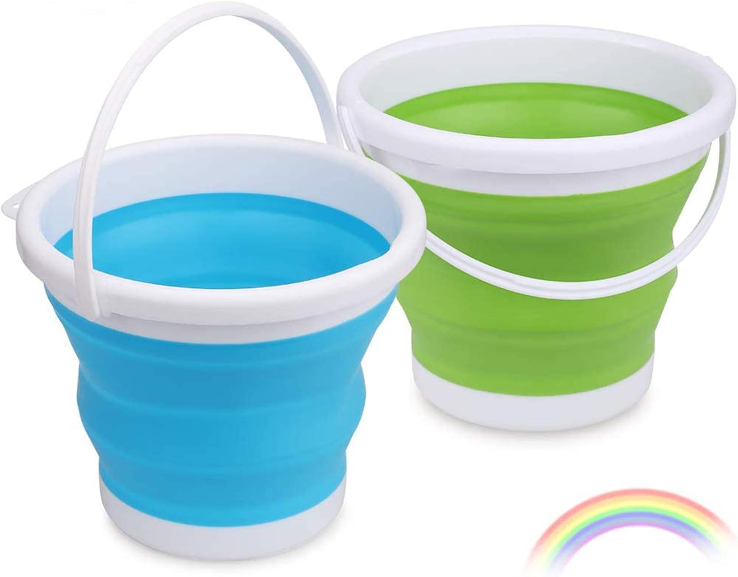 Anzmtosn Foldable Beach Buckets Set 6.5" Large Sand Portable Pails Kit