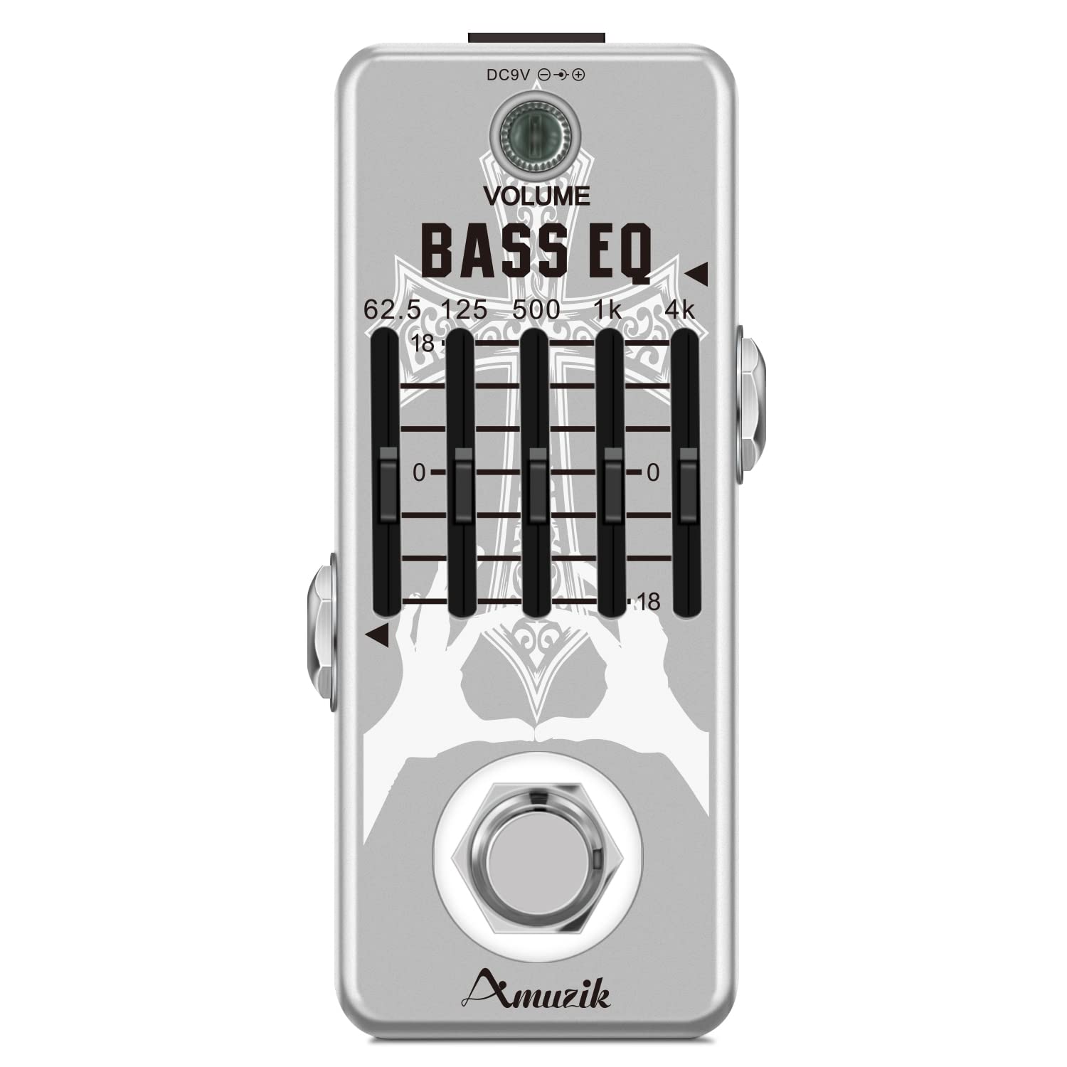 Amuzik 5-Band Bass EQ Pedal - Mini Graphic Equalizer for Punchy Low End (62Hz-4kHz),True Bypass, Aluminum Chassis, Stage Ready