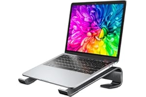 Soqool Laptop Stand for Desk, Ergonomic Detachable Laptop Riser, Aluminum MacBook Stand, Compatible with 12-17'' All Laptops Such as MacBook Pro/HP/Dell/Lenovo, Black