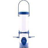 Perky-Pet Navy 2-in-1 Tube Bird Feeder for Outdoors, 4 Port Tube Bird Feeder