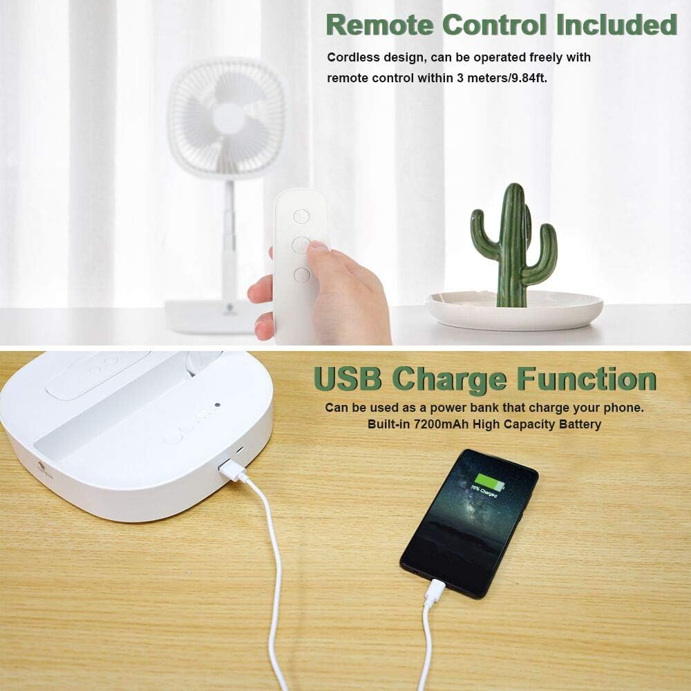 Remote Control Fan, Telescopic Desk Fan Super Quiet (30-40db) Height ...