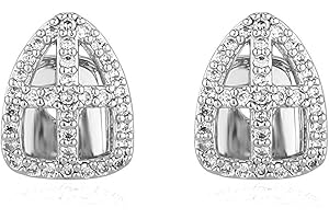 Psivika 2 Pcs Cross Iced Out Diamond Teeth Grillz for Men Women, Hip Hop Grills for Your Teeth Top and Bottom, Rapper Costume Cosplay Teeth Jewelry and Accessories