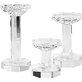 DONOUCLS Crystal Candlestick Holders Set of 3, Clear Crystal Taper/Pillar Candles Holders– Table Centerpieces for Party and Wedding Decoration(4''/6''/8'' Tall)