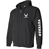 zerogravitee Air Force Veteran White Sleeve Print Full-Zip Hooded Sweatshirt