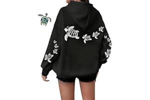 Cocadong Women's Cute sea Turtle Hoodies, Oversized Graphic Sweatshirt, Aesthetic Beach Ocean Hoodie
