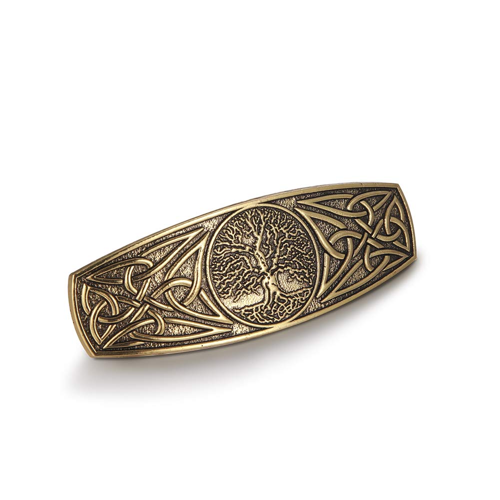 TEAMER Fashion Vintage Celtic Knot Hair Clip Metal Barrettes Hair Accessories Pattern Engraved Headwear Styling Gifts for Women Girls (Tree of Life, Antique Gold)