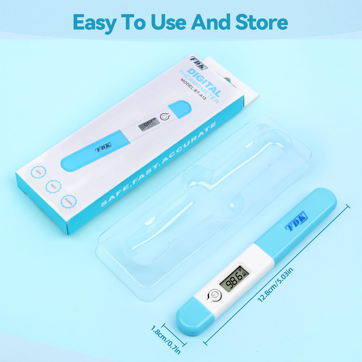 Thermometers for Adults Kids, Digital Fast Accurate Reading Oral Thermometer for Baby Temperature, Water-Resistant Easy-to-Use & Read, Probe Covers Included