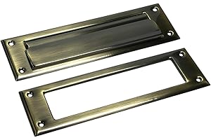 QCAA Soild Brass Mail Slot, with Solid Brass Interior Frame, 8-7/8''X2-7/8" Antique Brass 1 Pack, Made in Taiwan