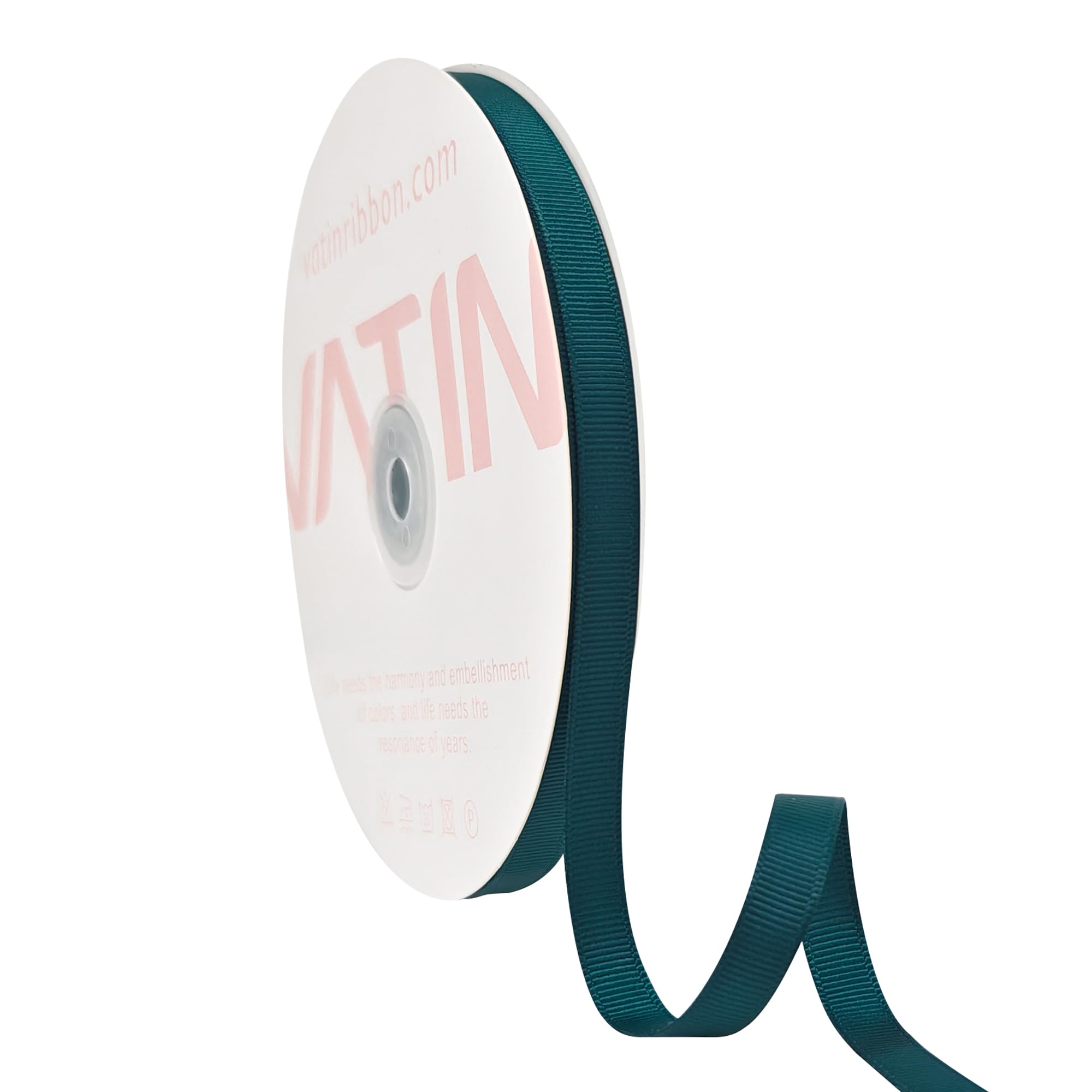 VATIN Solid 10 mm X 45 Metres Teal Grosgrain Ribbon 45 Metres Each Roll Perfect for Crafts, Wedding Decor, DIY Hair Accessories, Sewing, Gift Package Wrapping and More