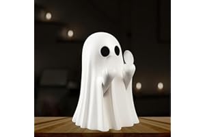 AMAQUANG Flipping Off Ghost Figurine, Funny Ghost Statue, Halloween Ghost Figurines, Tiny Ghost Figurines, Halloween Decor Indoor, Halloween Decorations, Ghost Decor