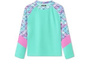BesserBay Girls Rash Guard UPF 50+ Quick-Dry Tropical Raglan Long Sleeve Swim Shirt 4-14 Years