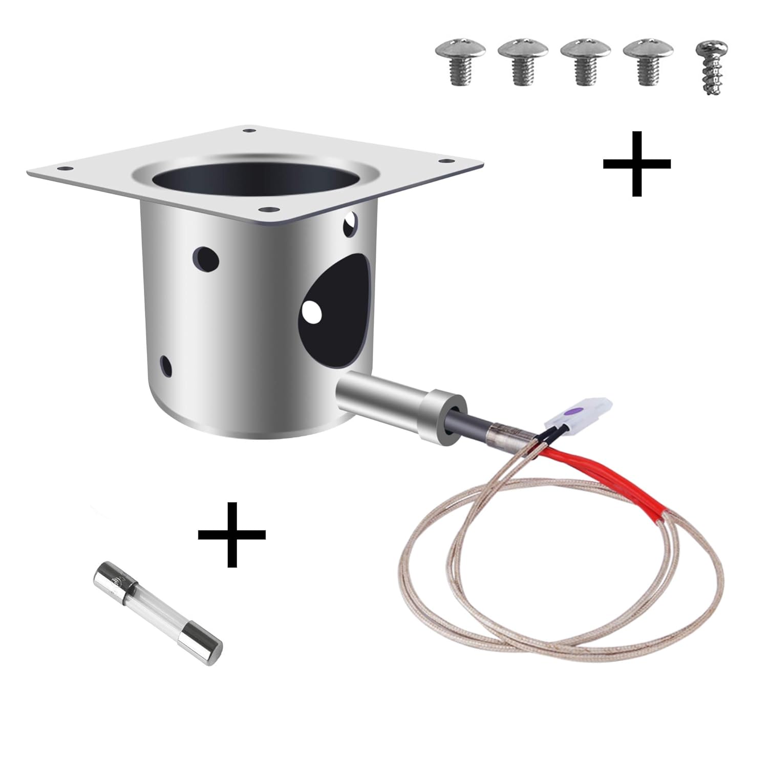 Fire Burn Pot and Hot Rod Ignitor Kit Replacement Parts, Purewind for Traeger Wood Pellet Grills Fire Pot and Igniter Combo Replacement for Traeger and Pit boss Pellet Grill