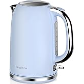 Electric Tea Kettle for Boiling Water, Wide-Open Lid Stainless Steel Water Boiler, 1500W/1.7L for Coffee/Tea Brewing, Auto Sh