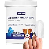 Funfawn Pet Ear Relief Finger Wipes for Dogs & Cats - Disposable Dog Ear Cleaner Wipes - Remove Wax Dirty and Odor - Relieve 