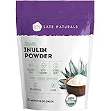 Inulin Powder Organic for Prebiotic Fiber and Gut Health (12oz) by Kate Naturals. USDA Organic Prebiotic Powder for Vegan Bak