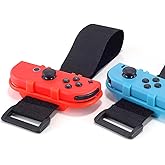 JoyHood 2 Pack Wrist Band Straps compatible with Dance Game 2022 2021 2020 2019 & Zumba Burn It Up for Switch/Switch OLED Joy-Con, Adjustable Elastic Strap Switch Controller Accessories (Red & Blue)