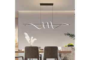 MIKERU Modern Dimmable Pendant Light, Black 59IN Acrylic Anti Flicker Chandelier with Remote Control Dimmable 3 Color Mode & Brightness Ceiling Lamp for Kitchen, Dining Room