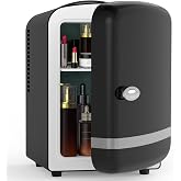 NEWBULIG Mini Fridge for Bedroom, Office and Car, Portable 4L/4.23QT Mini Refrigerator for Skincare with Handle, Ultra-Quiet Energy-Saving Compact Cooler for Drinks, Food, Skincare and Makeup, 12V AC/DC
