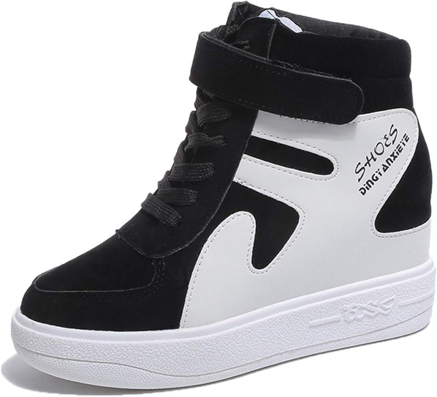 Women Hidden Wedge Trainers Mix Color Breathable Lace up High Top