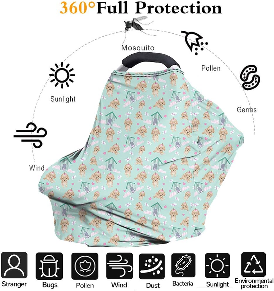 Coloranimal Kitten Cats Printed Funny Nursing Cover for Baby Breastfeeding Elastic Soft Protector Car Seat Covers for Babies Stretchy Breathable Infant Stroller/Shopping Car - Image 4