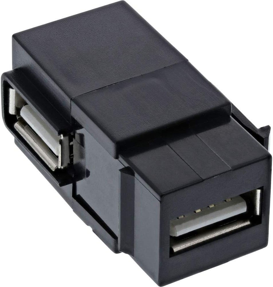 InLine USB 2.0 Keystone Snap-in Insert, USB-A Female / Angled Black ...