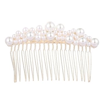 Amazon Com Women Bridal Rhinestone Clips Pearl Hair Combs