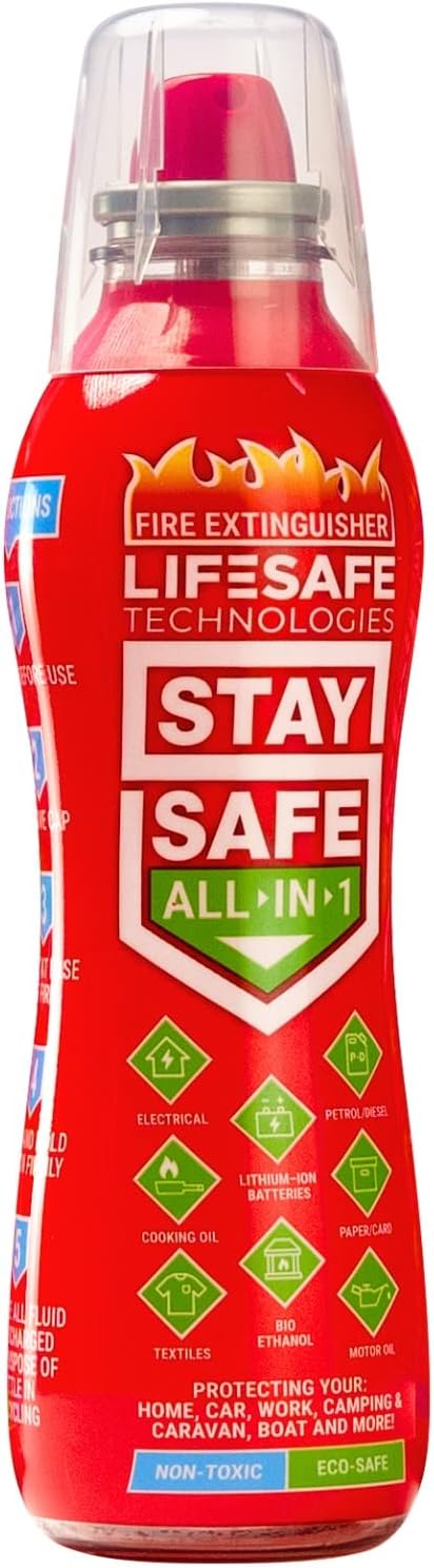 LifeSafe Technologies Small Fire Extinguisher Home Car Kitchen Compact 1kg