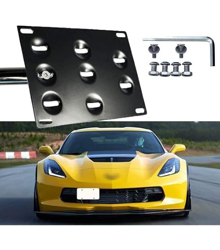 Marco De Placa De Acero Inoxidable Para Corvette - Incluye Tapas De Tornillos, Color Plateado